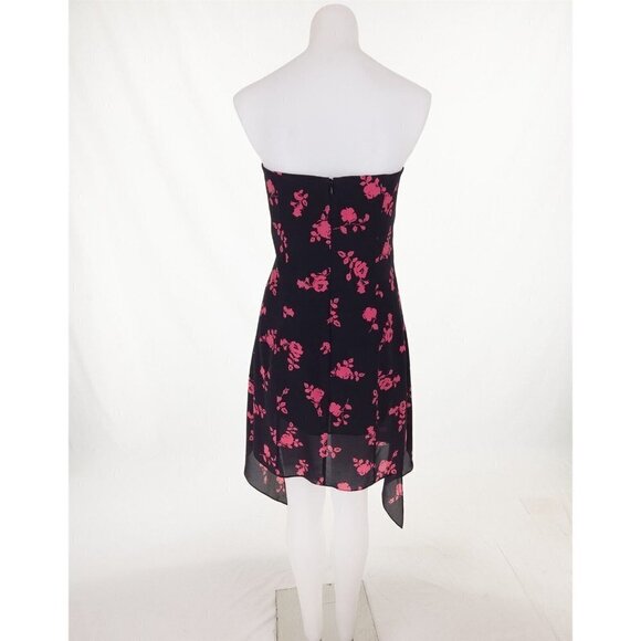 VERSUS VERSACE New 46 US 10 Strapless Floral-print Silk-crepe Mini Dress Black - Picture 9 of 15